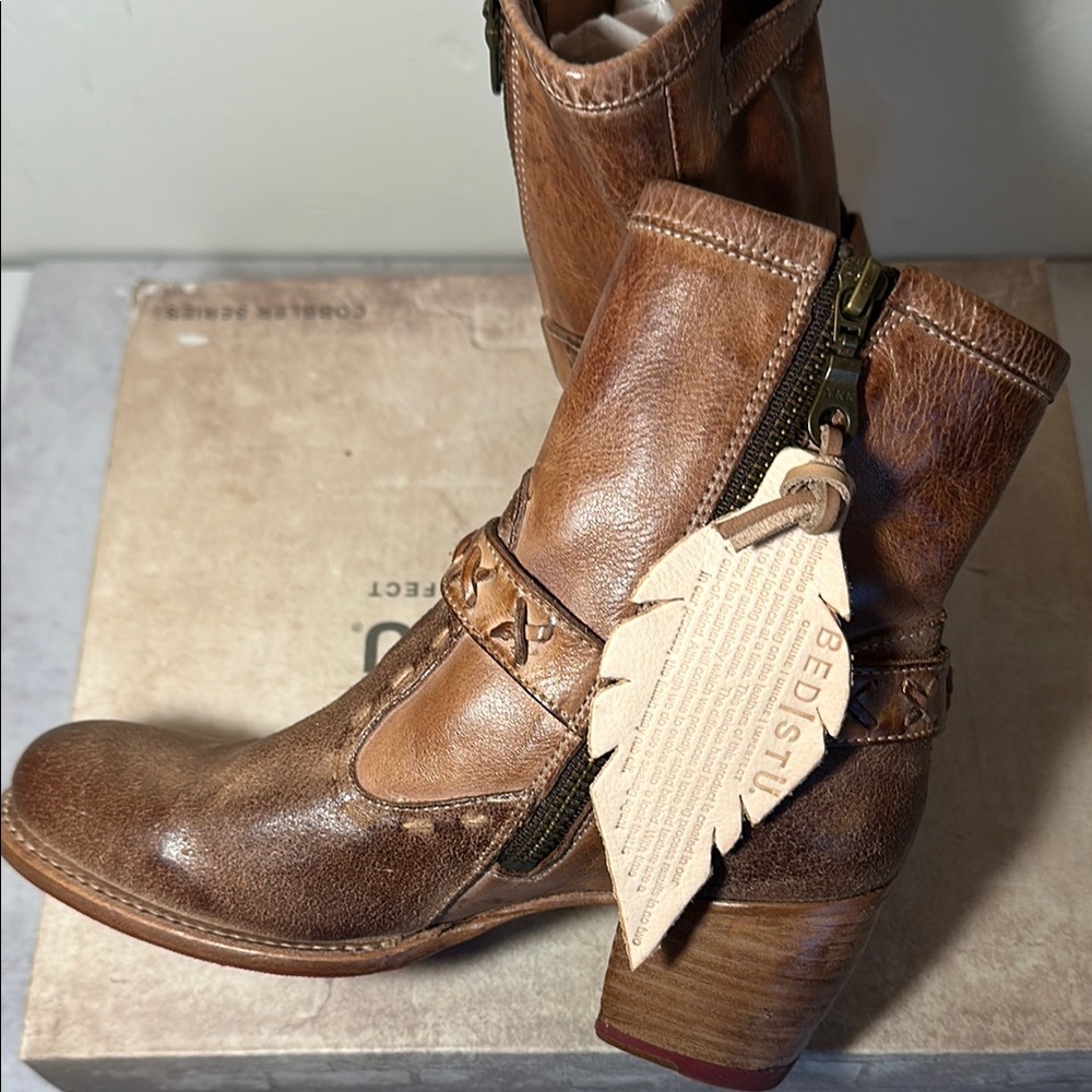 Bed|Stu Women’s Octane Tan Leather Ankle Boots | Size 6.5 - Picture 4 of 5